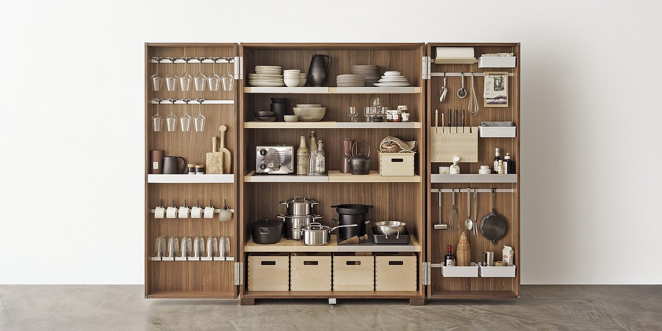 b2 tool cabinet: functional organization system in the cabinet and cabinet doors stores the essentials
