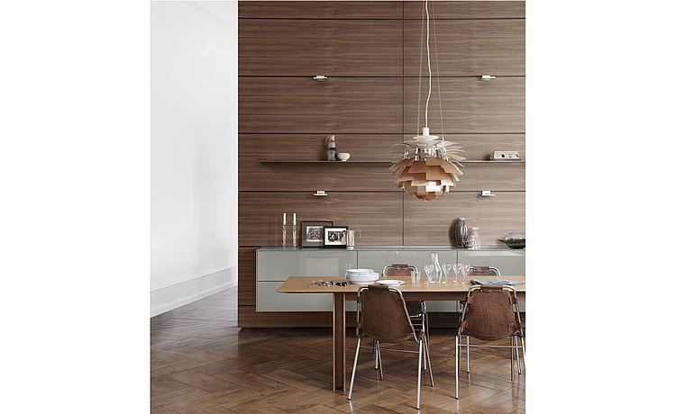 c3 table: the thinness of the walnut gives the table a light and delicate quality