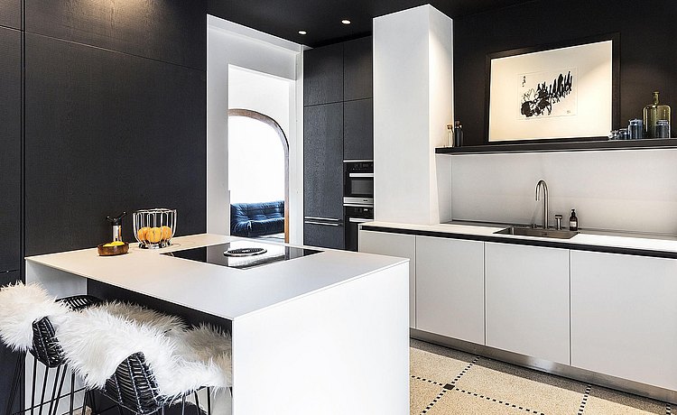 De bulthaup b3 keuken in zwart en wit.