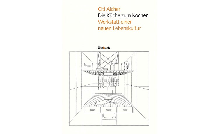 1982: portada del libro La cocina para cocinar, del amigo y colaborador Ottl Aicher, con nuevos conceptos de cocina funcionales