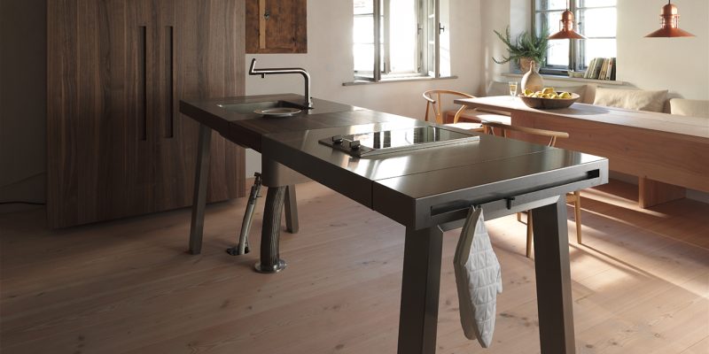 Bulthaup b2 kitchen workshop with werkbank and werkschrank illustrating 2026 kitchen trends quiet luxury